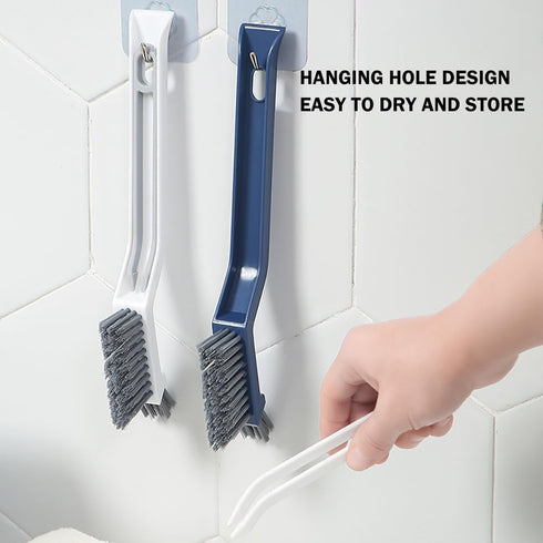 2-in-1 Cleaning Scrub Brush for Bathroom Gap, Long Handle Scrubber with Built-in Clip and Scraper, Holder Shower Cleaner Brushes for Kitchen Sink ...