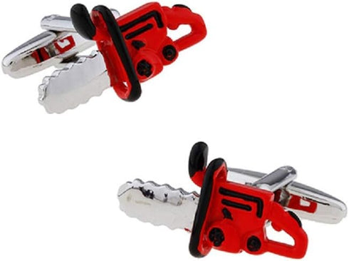 Chainsaw Pair Cufflinks in a Presentation Gift Box & Polishing Cloth...