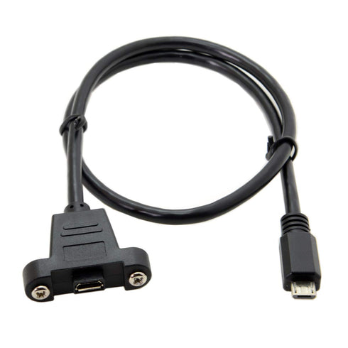 cablecc Micro USB 5Pin Male to Female Extension Panel Mount Type Cable with Screws 50cm...