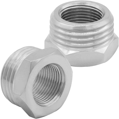 Joywayus 2PCS 1/2 G Male to 3/8 Compression Female Thread Bushing Pipe Fitting, Nickel Plated Brass Reducer Faucet Connector Water Hose Adapter, S...