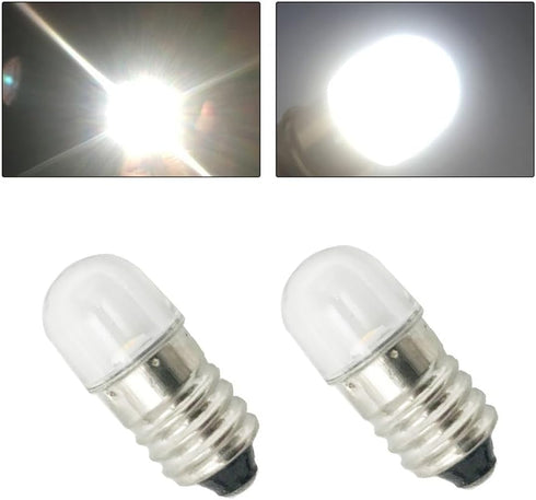 10pcs E10 LED Bulbs 12V Cool White E10 Miniature Screw LED Lamps 0.5Watts 65Lm 12 Volt Miniature Flashlight Bulbs...
