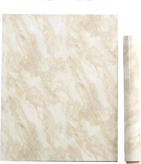 Removable Vinyl Beige Marble Contact Paper for Countertop Table Backsplash Self Adhesive Waterproof Marble Wallpaper Roll 15.7x117 Inches...