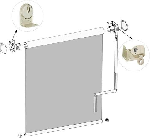 Visor Parts Cordless Support (Gear Transmission), Weather Resistance for Coolaroo External Rolling Shutter, Outdoor Blinds, Rolling Shutter (Sand ...