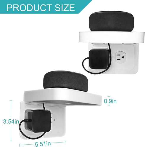 Outlet Shelf, Wall Holder for Kitchen Organization,A Space Saving Solution for Google,Speakers, Phones, Electric Toothbrush(White-Standard-Horizon...