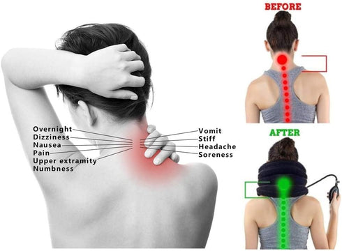 Inflatable Cervical Neck Traction Air Inflatable Pillow Neck Head Stretcher Pain Relief Collar (for Adults, Grey)...
