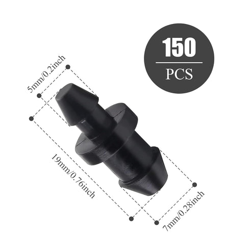 150Pcs 1/4 Inch Drip Irrigation End Cap Plugs Straight Coupling Barbed Connector Fittings for 7mm /5mm Tube Drip Irrigation Watering System...