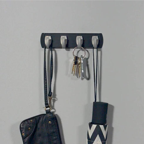 HIGH & MIGHTY 515306 Key Rail Organizer Hook Rail, Easy Tool-Free Dry Wall Installation, Holds up to 5lbs, Small, Black & Silver...