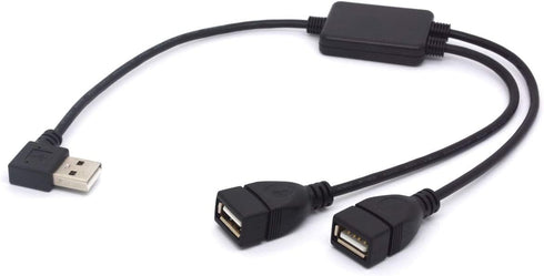 Left Angled USB Splitter Cable 90 Deg USB 2.0 A Male to Dual Female Data Charging Syncing Aadapter Cord (Support All Devices) (Left)...