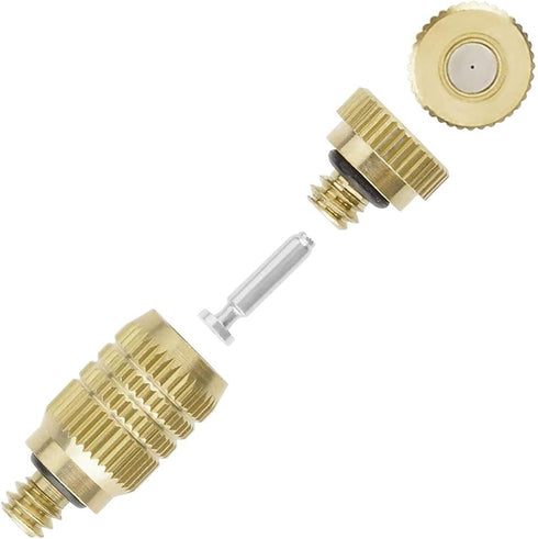 Brass Misting Nozzle, 10 Pack High Pressure Spray Misting Nozzle 10/24 UNC Outdoor Anti-drip Fogging Spray Head Misting System Nozzle for Landscap...