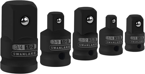 SWANLAKE GARDEN TOOLS 5-Piece Cr-V Steel Impact Socket Adapter Set, 0.375in, Fastener Drive Bit...