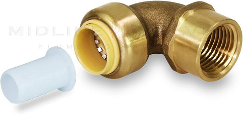 Everflow Supplies Pushlock UPF1 1 Inch Long Push x Female Elbow for Push-Fit Fittings, No Lead DZR Forged Brass, Connects PEX, CPVC, and Copper, P...