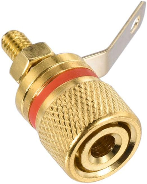 uxcell 2 Pack 4mm Banana Jack Binding Post Gold Plated Female Socket Plug Terminal Connector for Loudspeaker Amplifier (Red and Black Rubber Ring)...