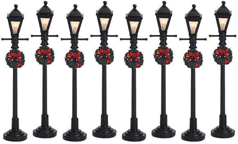 Lemax Christmas Village Gas Lantern Street Lamp Set of 8 Battery Operated (4.5V) - 64500...