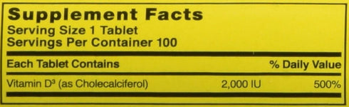 Nature's Blend Vitamin D3 2000 IU Tablets, Assorted, 100 Count...