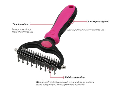 Pet Grooming Brush & Nail Clippers Trimmers - Double Sided Shedding and Dematting Undercoat Rake Comb for Dogs and Cats - Safe Dematting Comb for ...
