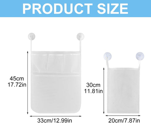 2Pcs Mesh Bath Toy Organizer, Bath Toy Storage, Hanging Bath Toy Holder, Baby Bath Tub Toy Storage Net with Pockets and Suction Hooks for Kids & T...