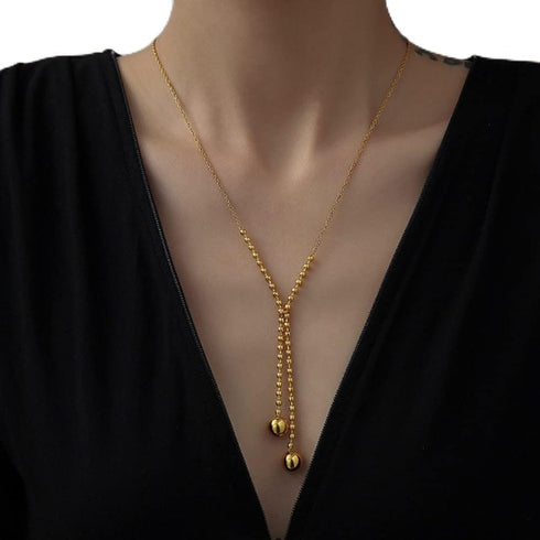 Sither Gold Beads Tassel Necklace for Women Long Y Necklace Choker Sweater Chain Necklace Wedding Dressy Necklace Jewelry for Winter Evening Party...