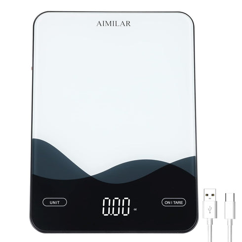 AIMILAR Food Scale, Chargeable LED Display 22lb with USB C Rechargeable Digital Kitchen Food Weight Scale for Baking and Cooking with Ounces and G...