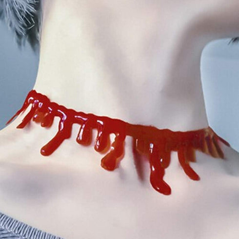Halloween Dripping Blood Necklace Bloody Choker Collarbone Chain Horror Vampire Red Clavicle Necklace Drip Blood Pendants Women Cosplay Costume Pa...