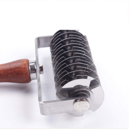 Hosmide Kitchen Baking Dough Cookie Pie Pizza Pastry Lattice Roller Cutter Baking Tool - Stainless Steel - Wood handle...