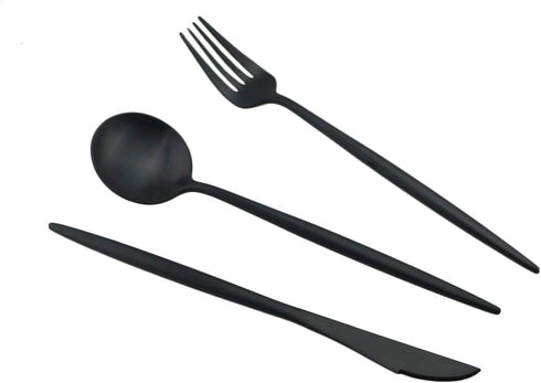 Gugrida Luxury Black Matte Portable 18/10 Stainless Steel Travel Flatware Sets of 7 Portable Camping Cutlery Set, Healthy & Eco-Friendly Flatware ...