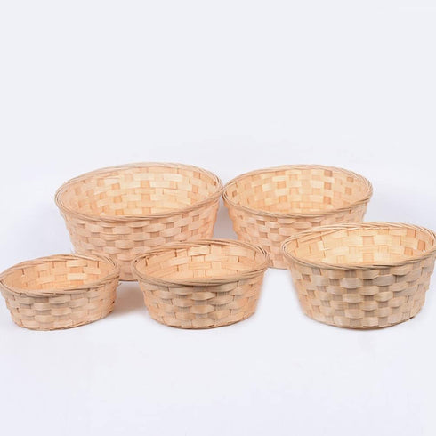 Wooden Berry Baskets 3pcs Mini Woven Basket Round Bread Baskets Fruit Serving Basket Bamboo Storage Organizer Lightweight Food Baskets Candy Gift ...