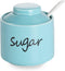 ONTUBE Ceramic Sugar Bowl with Lid and Spoon,Porcelain Sugar Pot,8oz (Turquoise)...