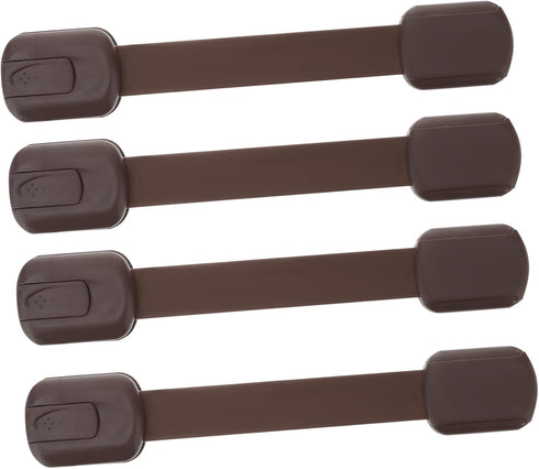 4pcs for Cupboard Drawer Strap Proofing Babyproof Drawers Childproofing Locks Oven Door Plastic Safety Dishwasher Catch Brown Cabinet Cabinets Loc...
