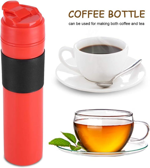 Fdit Portable Mini Espresso Maker Hand Held Pressure Caffe Espresso Machine Compact Manual Coffee Maker for Home Office Travel Outdoor(Red)...