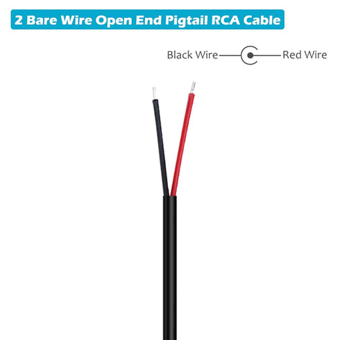Fancasee 2 Pack Speaker Wire RCA Male Plug Jack Connector Adapter to Bare Wire Open End Pigtail Audio Video RCA Cable for Amplifier Receiver Speak...
