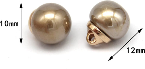 10mm Round Beige Faux Pearl Buttons with Gold Metal Shank, for Clothes, Shirts, Skirts, Wedding Dresses, DIY Crafts, Handmade Sewing Accessories(2...