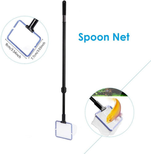 5 in 1 Aquarium/Fish Tank Cleaning Kit/Tool, Algae Scraper, Fish Net, Sponge, Plant Fork, Gravel Rake, Length Adjustable from 21 inches to 31 inch...