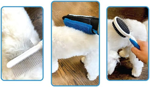 Animal Planet Pet Daily Grooming Kit (3 Pack) Reversible Grooming Glove, Double Sided Comb, Double Sided Brush. for Dogs & Cats, Good for All Bree...