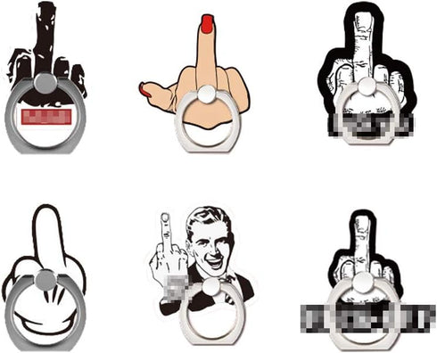 Set of 6 Funny Punk Finger Cell Phone Ring Holder Stand Adjustable Universal Rotates 360° and Swivels180° Finger Alloy Ring Holder for iPhone...