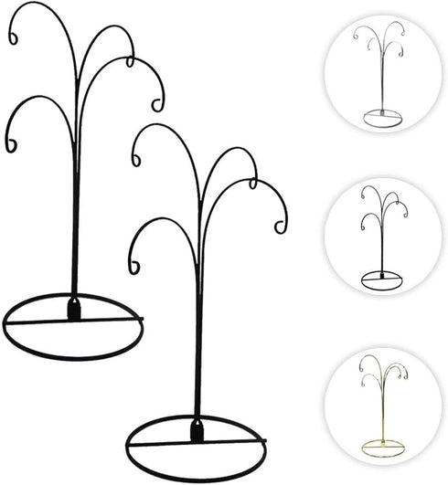 HOHIYA Ornament Display Stand Holder Christmas Hanger Hook Dog Cat Glass Ball Bauble 4 Arms 12inch Black 2 Pcs Taiwan Made...