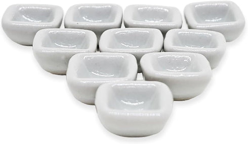 ½" Inch Wide White Square Ceramic Bowls Set Of 10 Pieces Tiny Tableware - Miniature Tray Plate Crockery Cutlery Kitchen Utensil Hand Made Painted ...
