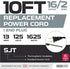Iron Forge Cable 16 AWG Replacement Power Cord with Open End - 10 Ft Black Extension Cable, 2 Wire 16/2 SJT...