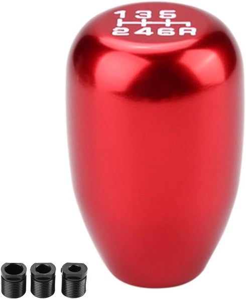 Gear Shift Knob, 6 Speed Universal Car Modification Manual Knob Gear Shift Head Shifter with 3 Plastic Adapters(Red)...