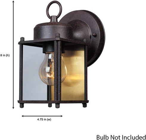 Designers Fountain 1161-RP Porch Outdoor Wall Lantern Sconce, 8in H, Rust Patina...