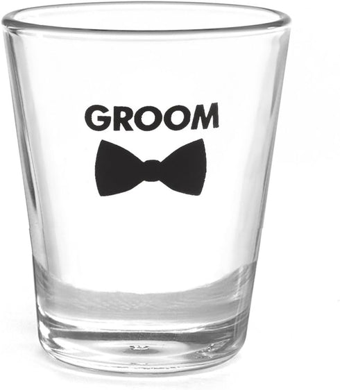 Wedding Party Bow Tie Shot Glass, Groom...