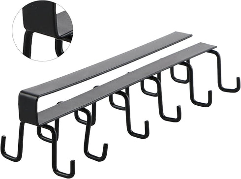 Cups Storage Hooks, Kitchen Utensil Hanging with 6 Hooks, Cup Holder Hanger Hook Rack Holder Under Cabinet Closet without Drilling(Black)...