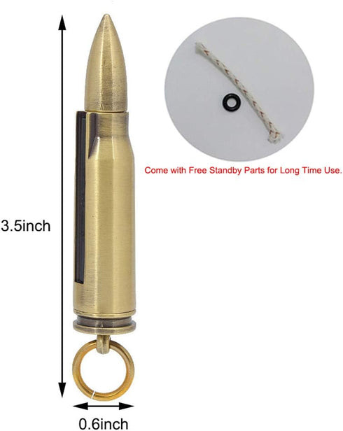 Keychain Matchstick Fire Starters, Waterproof Permanent Metal Match with Flint Matchstick, Portable Kerosene Refillable Lighter for Emergency Surv...