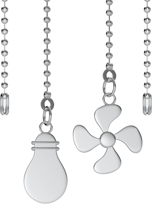 Ceiling Fan Pull Chain Extender, 2 Pcs 12 Inches Long Ceiling Fan Pull Chain Extension Pendant Ornament Set with Connector for Ceiling Fan and Lig...