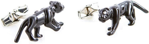 Big Cat Black Panther Jaguar Pair Cufflinks in a Presentation Gift Box & Polishing Cloth...