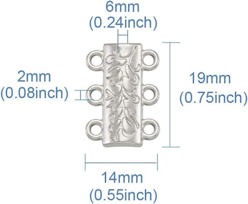Beadthoven 20-Set Alloy 3 Hole Multi Strand Magnetic Clasps Bracelet Closure Magnetic Necklace End Clasp Tube Clasps Jewelry Finding Making Suppli...