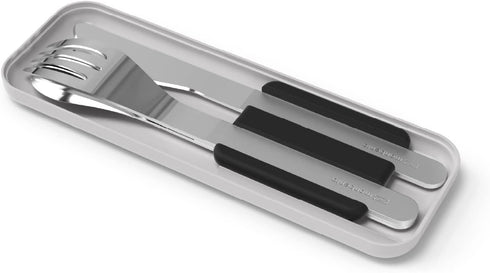 MONBENTO - Cutlery Set MB Slim Box Onyx for Lunch Box - 3 Pieces Fork Knife Spoon - Flatware Set Work Lunch Packing - Suitable for MB Original & M...