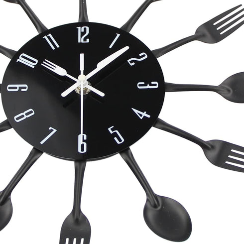 Timelike Kitchen Wall Clock, 3D Removable Modern Creative Cutlery Kitchen Spoon Fork Wall Clock Mirror Wall Decal Wall Sticker Room Home Decoratio...