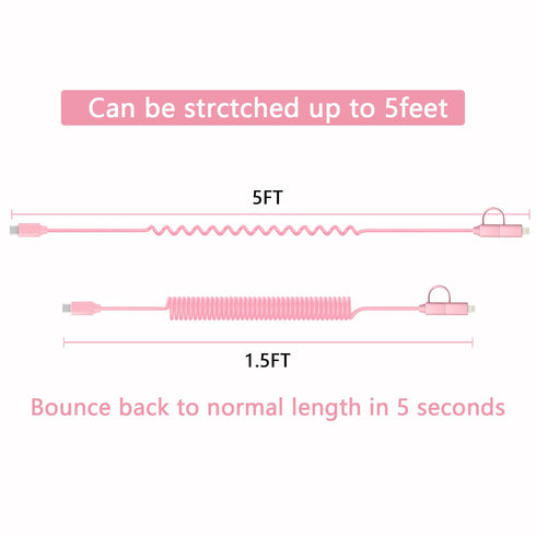 60W Coiled USB-C to USB-C & Lightning Cable 2Pack?MFi Certified? 2 in 1 Fast Charging Apple CarPlay Cable for iPhone 15/15 Plus/14/13,Galaxy S24/S...