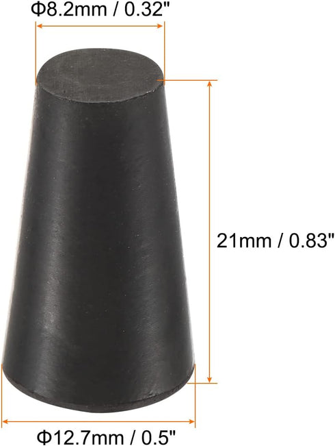 MECCANIXITY Rubber Tapered Plug 8.2mm to 12.7mm Solid Test Tubes Bungs Stopper Black for Lab Home 10 Pieces...