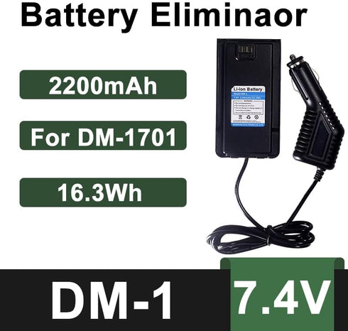 DM-1 DM-1701 Battery Eliminator Car Charger 7.4V 2200mAh for DMR Walkie Talkie Compatible with Digital Two Way Radio...
